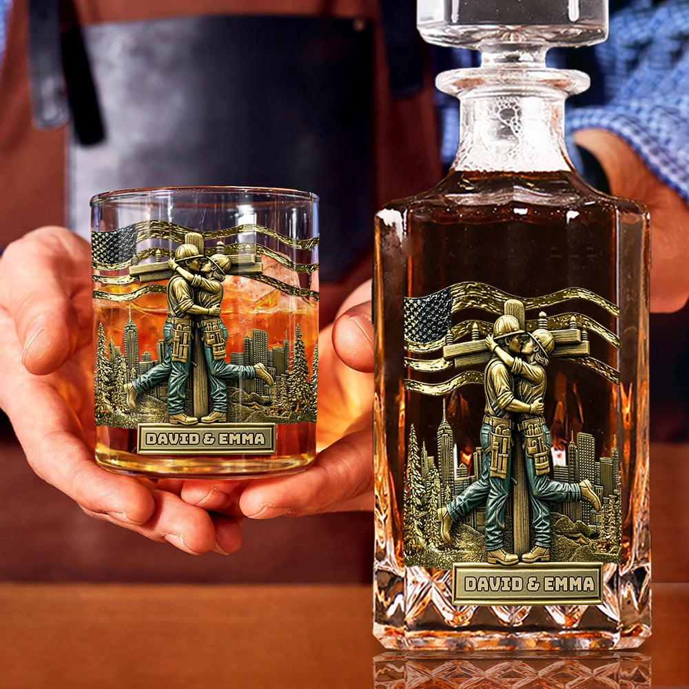 Verre à whisky personnalisé « Lineman & Linewoman Legacy Glass » - Verre à whisky commémoratif pour électriciens et électriciennes