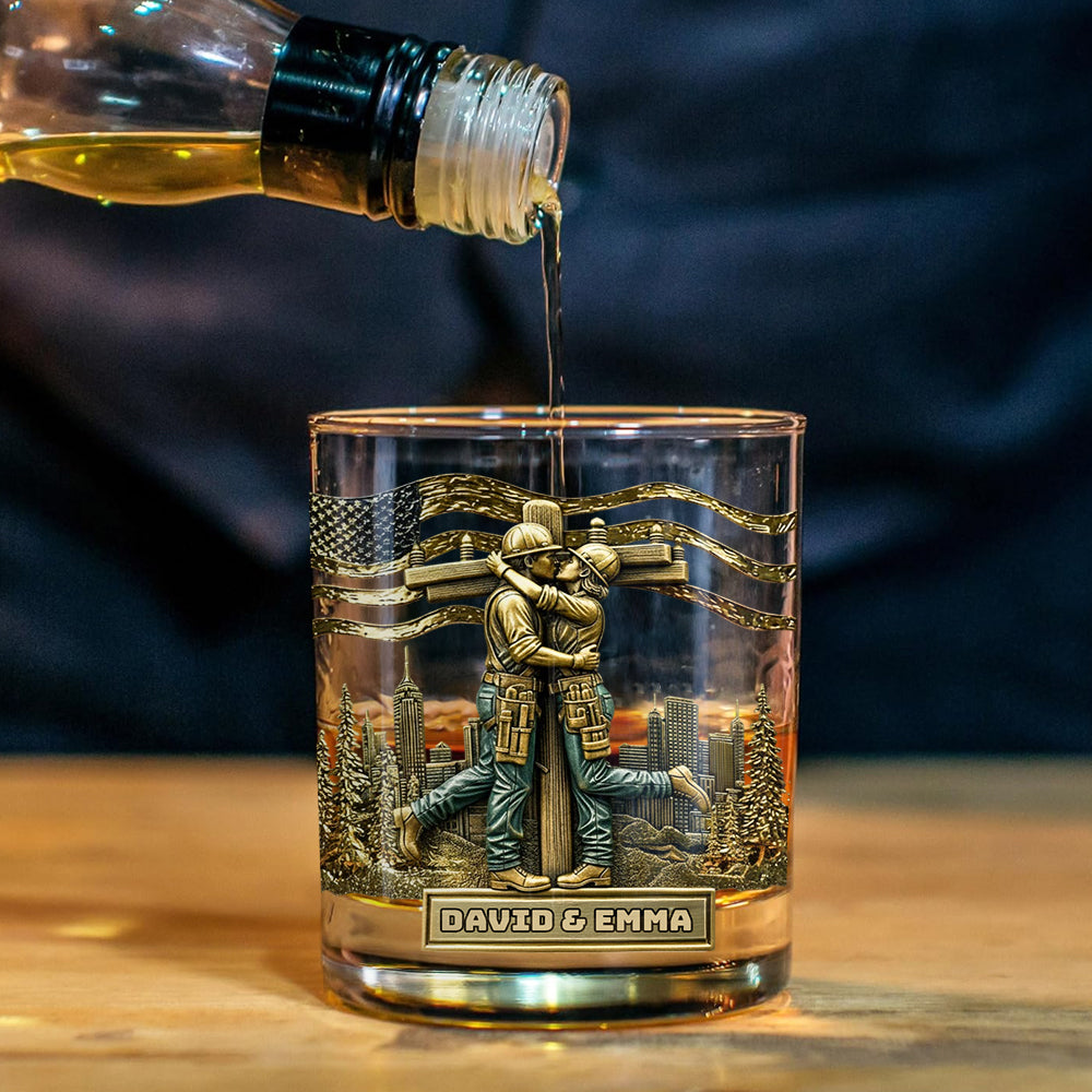 Verre à whisky personnalisé « Lineman & Linewoman Legacy Glass » - Verre à whisky commémoratif pour électriciens et électriciennes