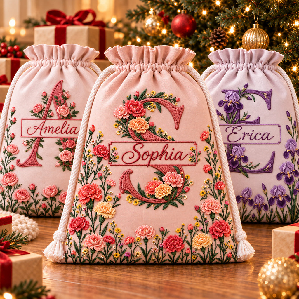 Floral Drawstring Bag Gift Family Members, Friends - Personalized Self Love Drawstring Tote Bag