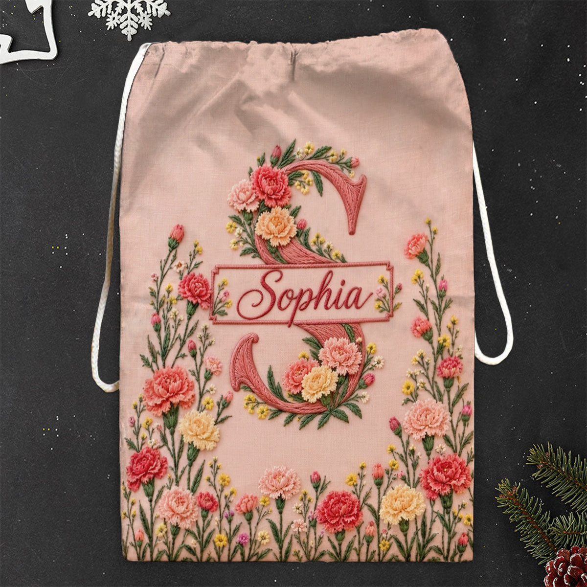 Floral Drawstring Bag Gift Family Members, Friends - Personalized Self Love Drawstring Tote Bag