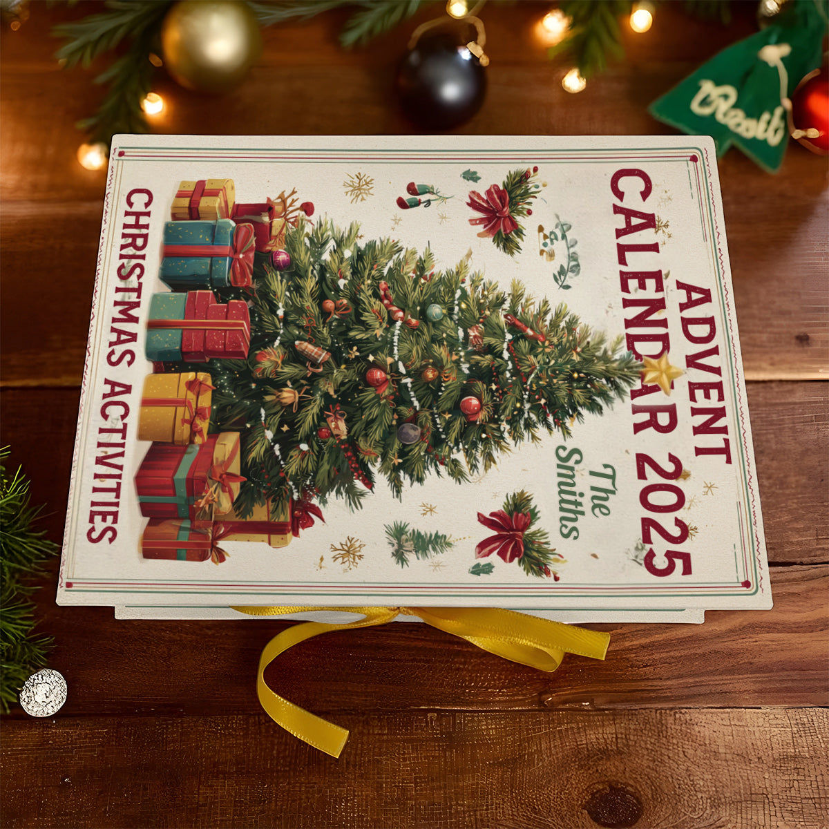 Activités de Noël - Calendrier de l'Avent familial pliable et personnalisé avec décorations