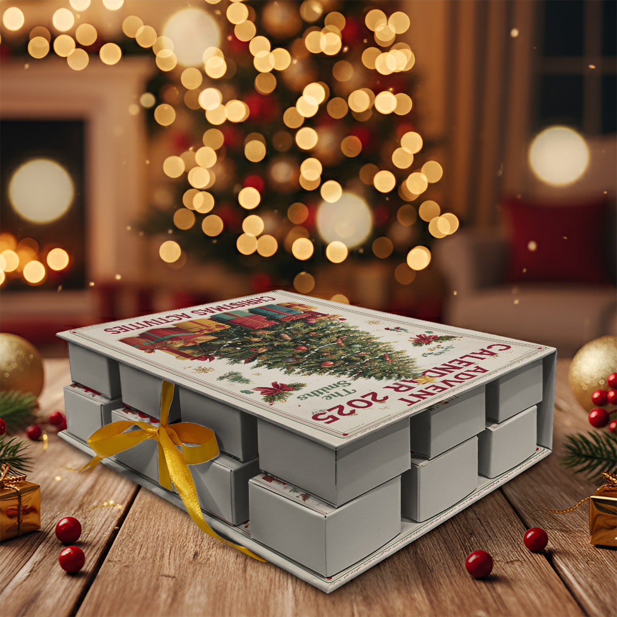 Activités de Noël - Calendrier de l'Avent familial pliable et personnalisé avec décorations
