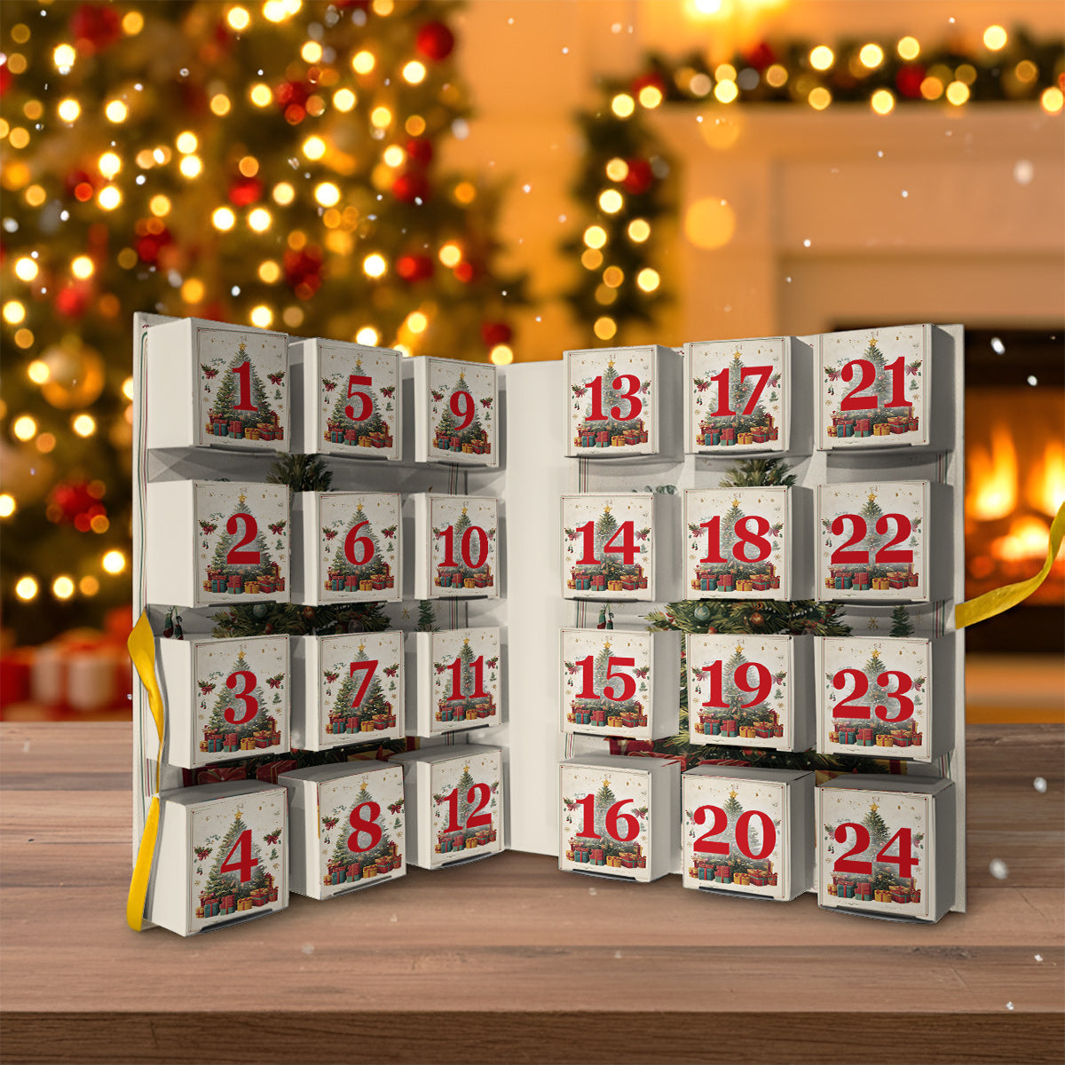 Activités de Noël - Calendrier de l'Avent familial pliable et personnalisé avec décorations