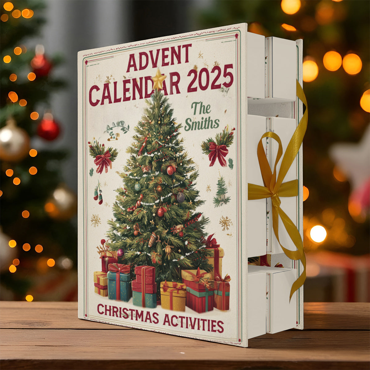 Activités de Noël - Calendrier de l'Avent familial pliable et personnalisé avec décorations