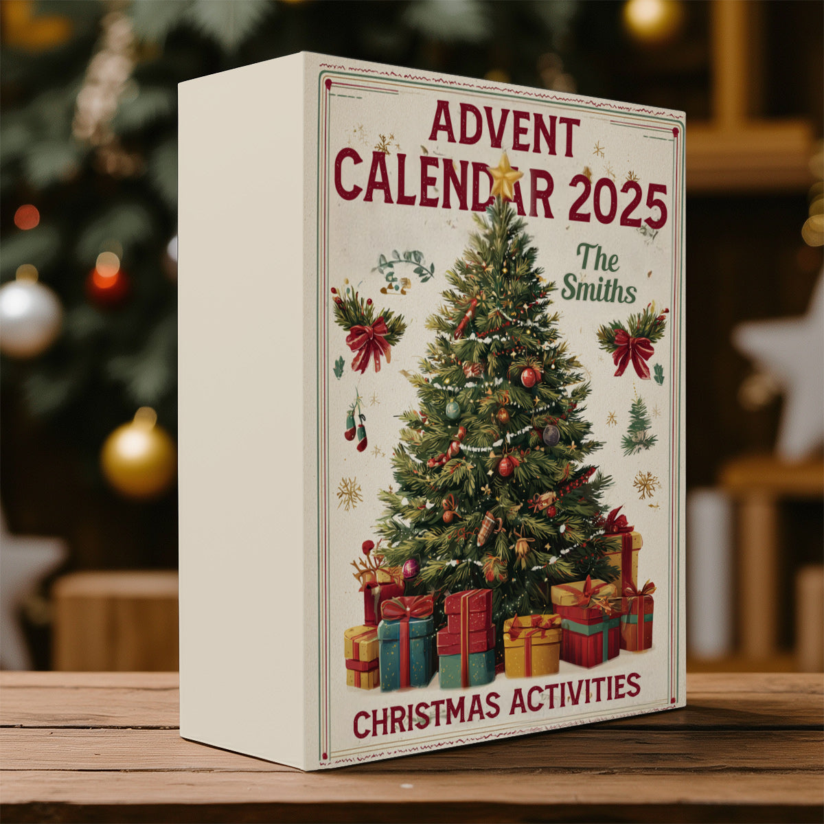 Activités de Noël - Calendrier de l'Avent familial pliable et personnalisé avec décorations