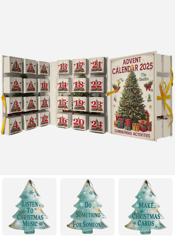 Activités de Noël - Calendrier de l'Avent familial pliable et personnalisé avec décorations