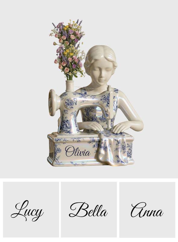 Toile De Jouy Vintage Sewing Lady - Vase à fleurs en acrylique de forme personnalisée