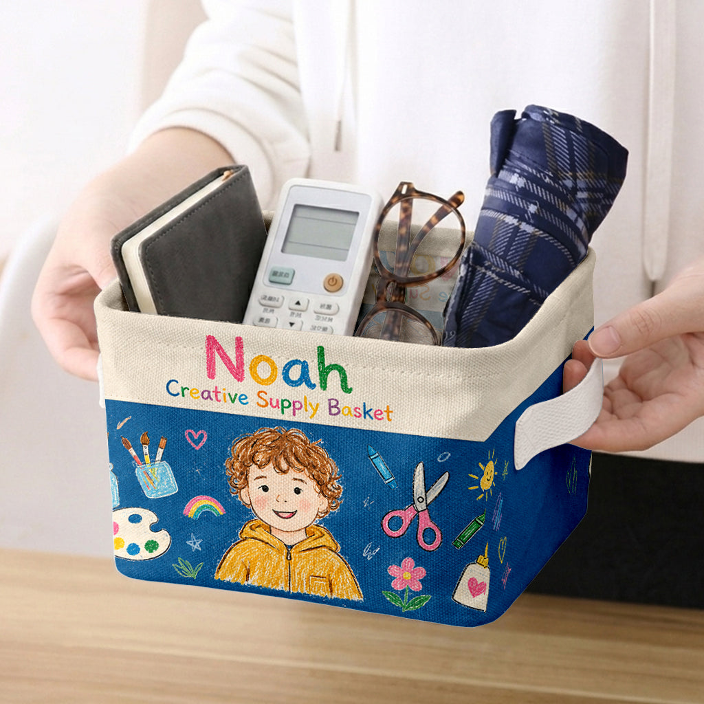 Art Supply Basket For Painting Lover - Personalized Kid Rectangle Storage Basket