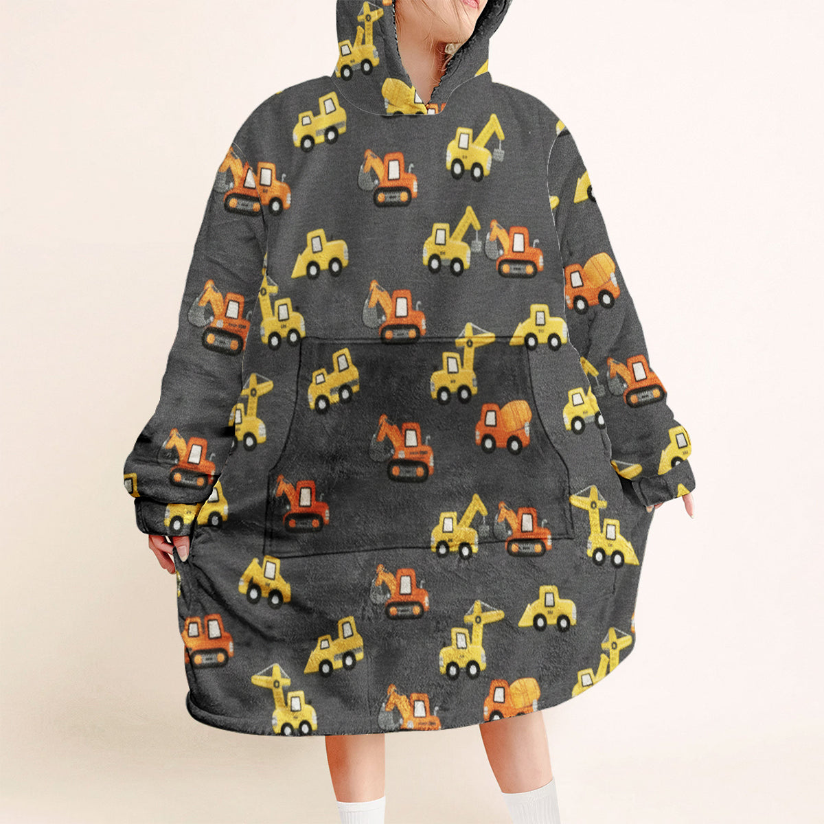 Baumaschinen - Personalisierter Kinder-Hoodie mit Deckenmotiv