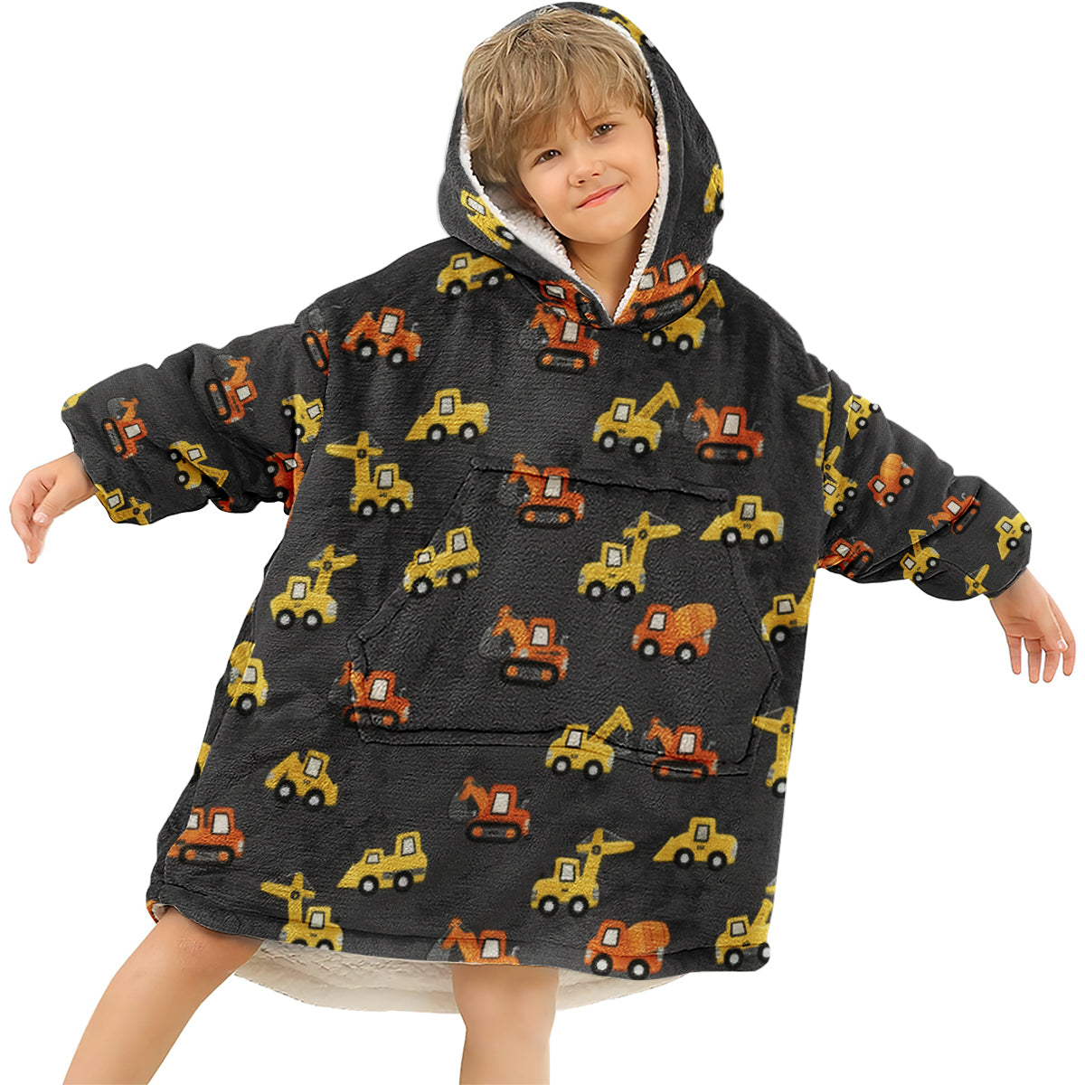 Baumaschinen - Personalisierter Kinder-Hoodie mit Deckenmotiv