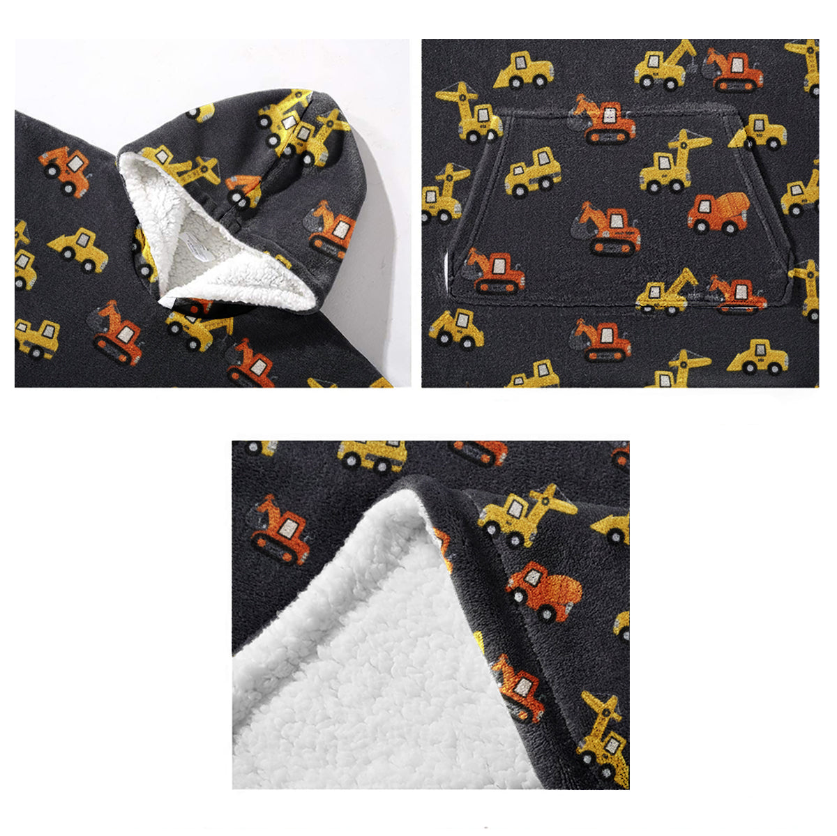 Baumaschinen - Personalisierter Kinder-Hoodie mit Deckenmotiv