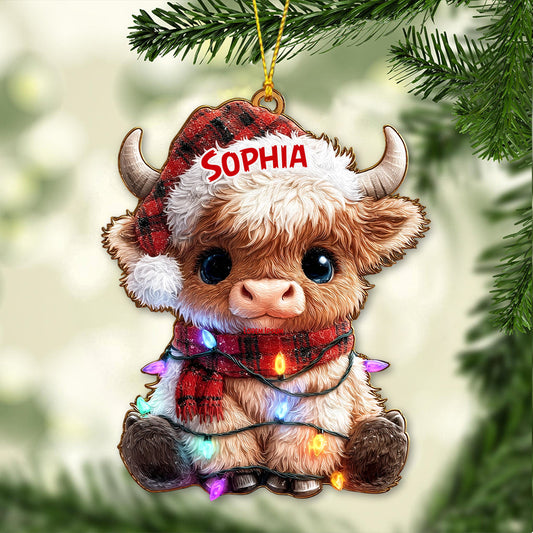 Frohe Weihnachten – Personalisierter Hochlandrind-Weihnachtsbaumschmuck