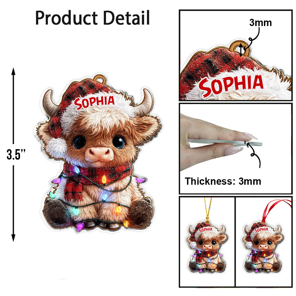 Frohe Weihnachten – Personalisierter Hochlandrind-Weihnachtsbaumschmuck