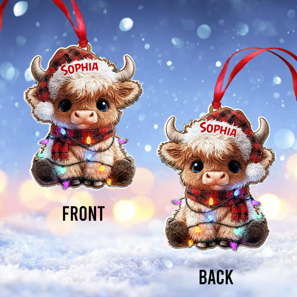 Frohe Weihnachten – Personalisierter Hochlandrind-Weihnachtsbaumschmuck