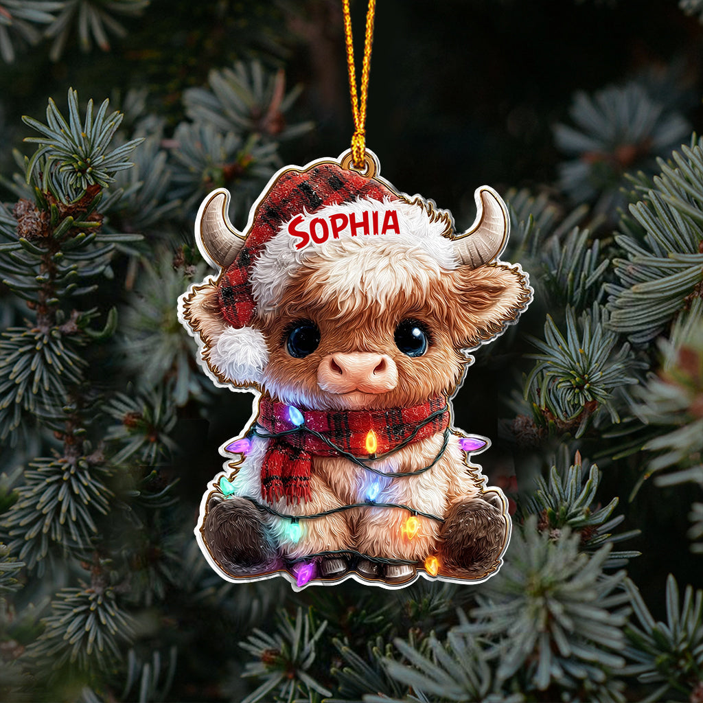 Frohe Weihnachten – Personalisierter Hochlandrind-Weihnachtsbaumschmuck