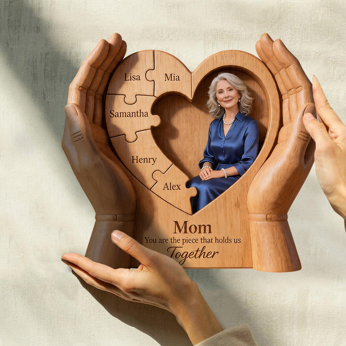 Maman, tu es la pièce qui nous unit - Plaque en bois personnalisée