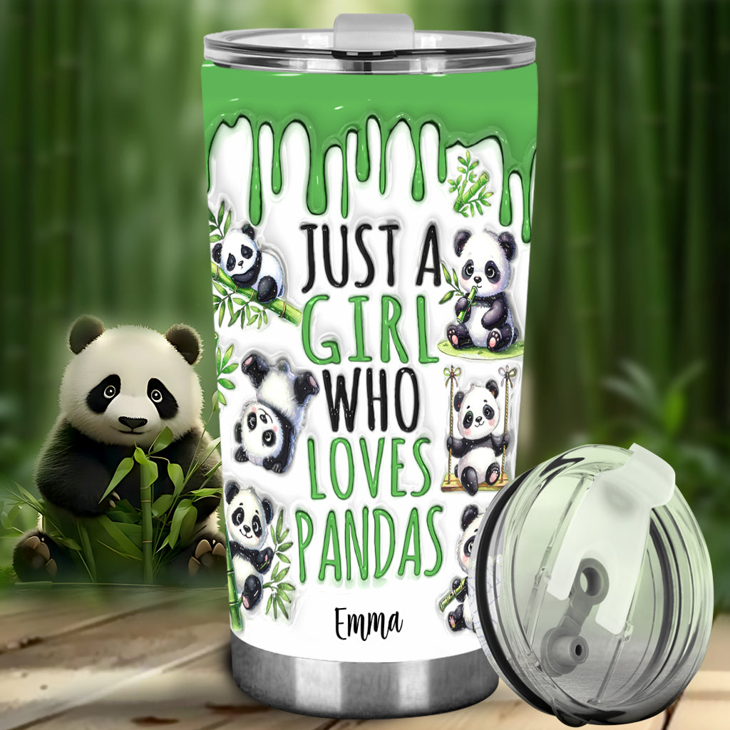 Einfach ein Mädchen, das Pandas liebt – personalisierter Panda-Liebhaber-Trinkbecher