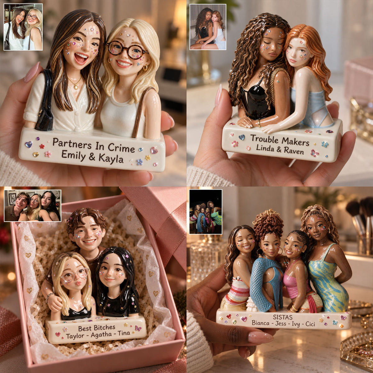 Face Rhinestones - Personalized Bestie 3D Plaque