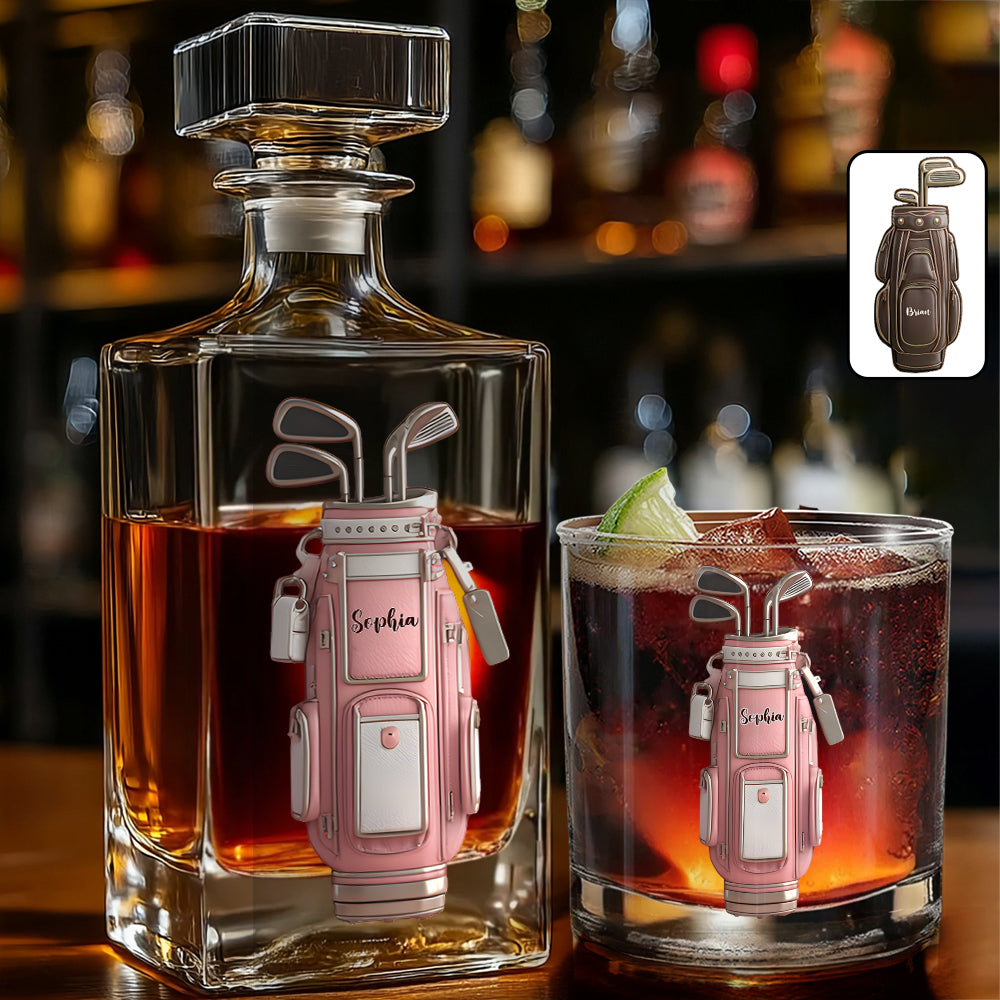 Luxuriöses Geschenk für Golfer mit individuellem Namen – Personalisiertes Golf-Whisky-Dekanter-Set