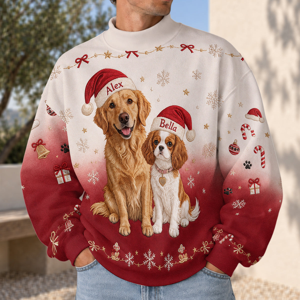 Merry Woofmas - Personalized Dog Mock Neck Sweatshirt