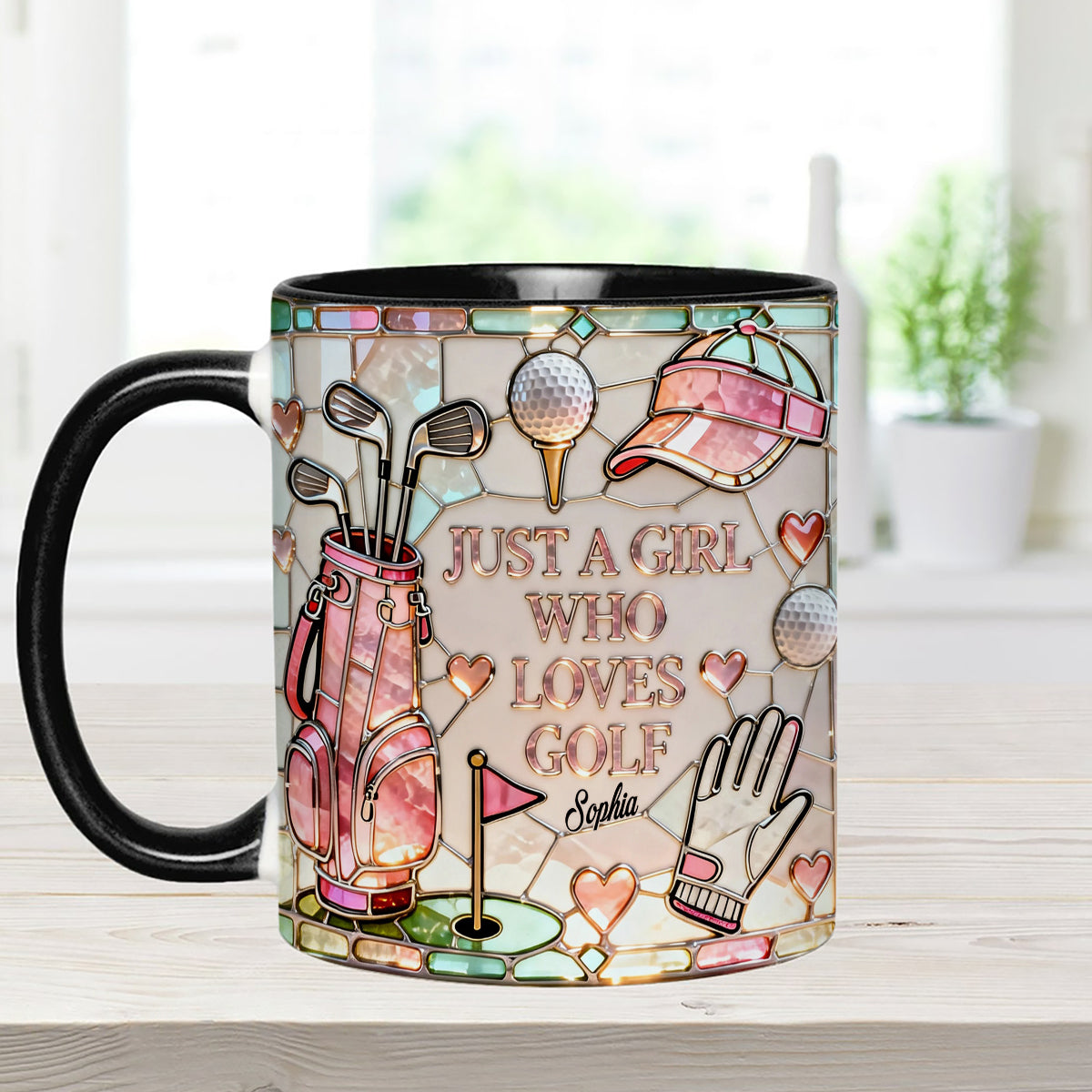Juste une fille qui aime le golf - Mug personnalisé avec bâtonnets mélangeurs en acrylique