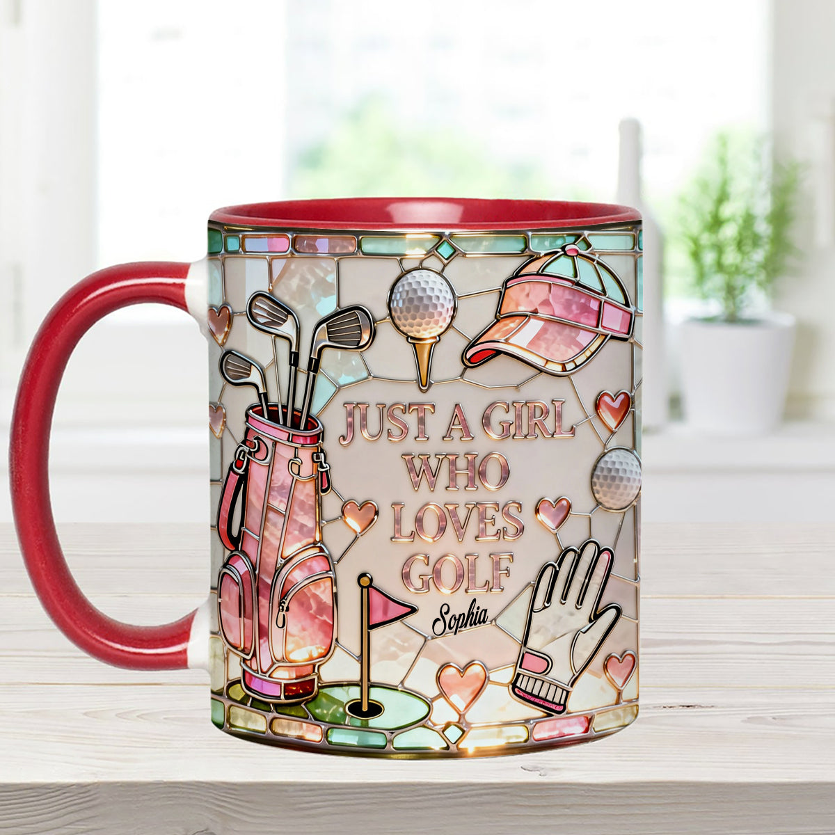 Juste une fille qui aime le golf - Mug personnalisé avec bâtonnets mélangeurs en acrylique