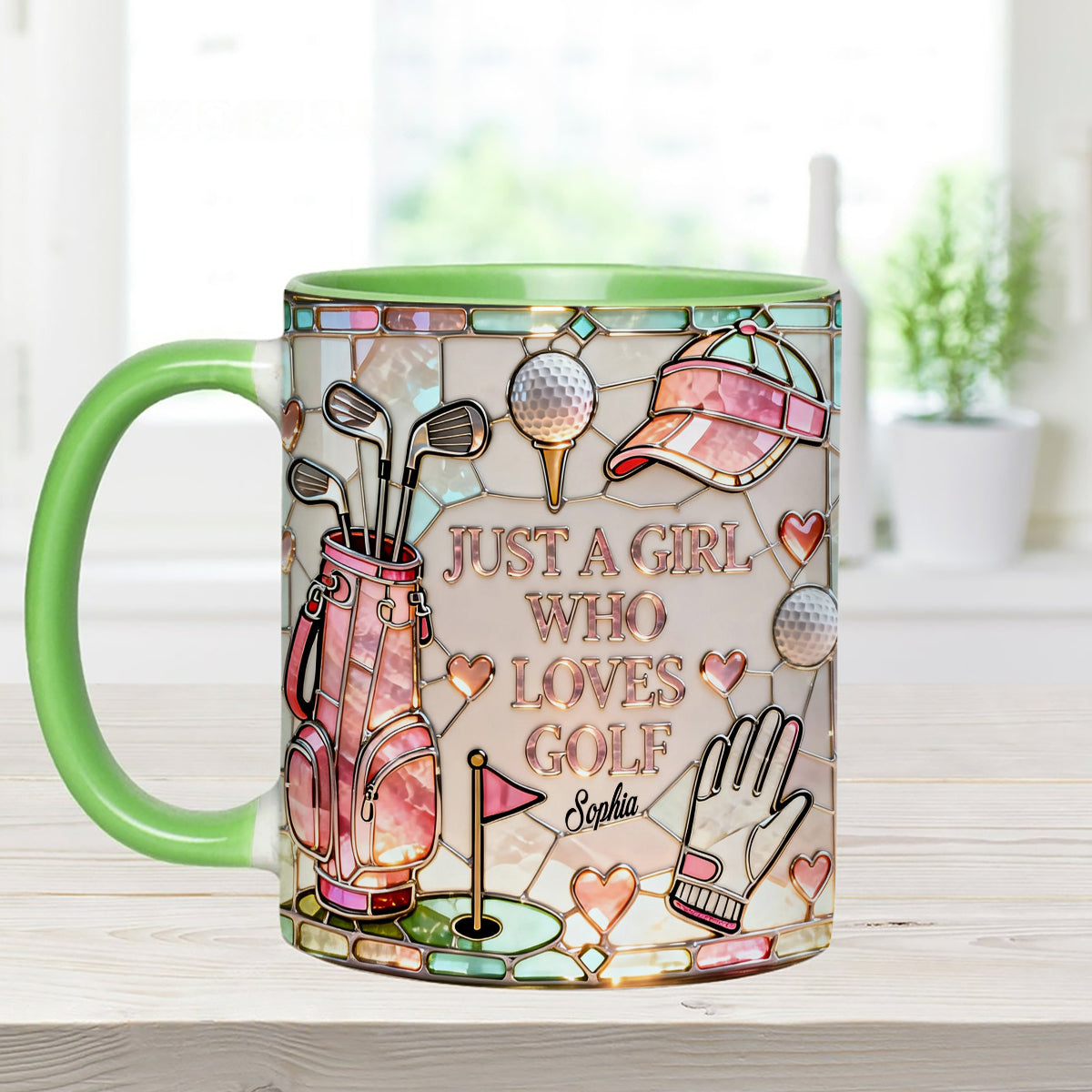 Juste une fille qui aime le golf - Mug personnalisé avec bâtonnets mélangeurs en acrylique