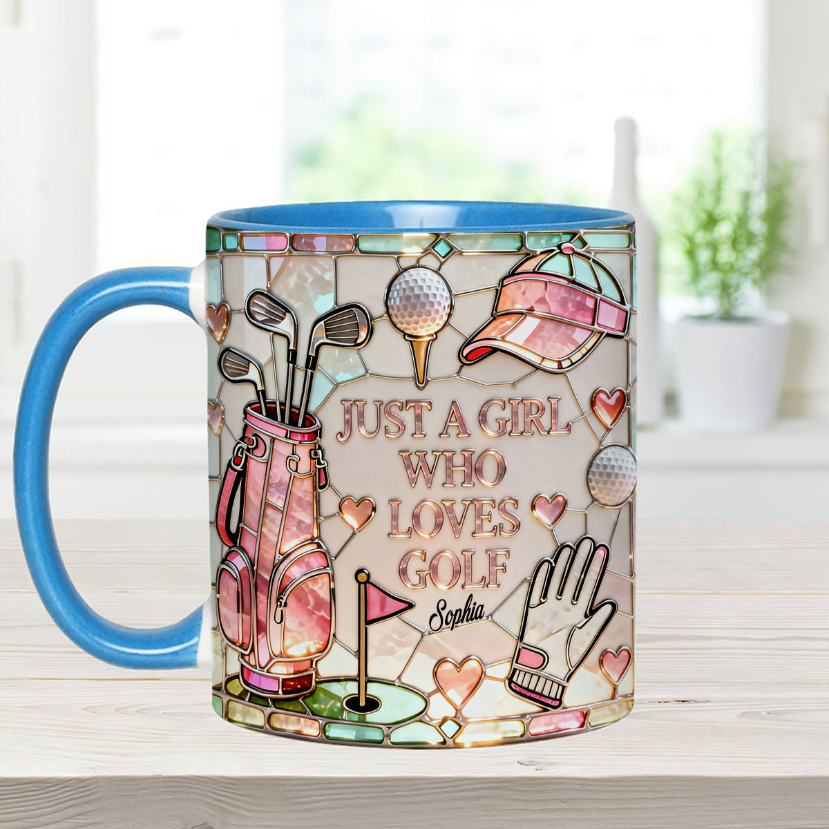 Juste une fille qui aime le golf - Mug personnalisé avec bâtonnets mélangeurs en acrylique