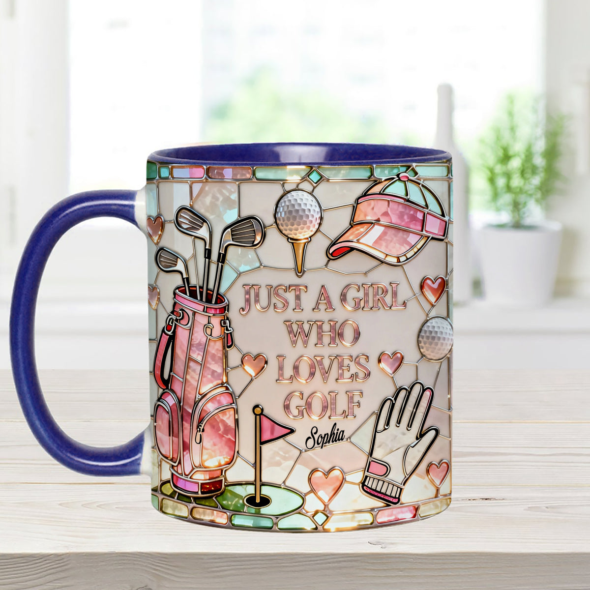 Juste une fille qui aime le golf - Mug personnalisé avec bâtonnets mélangeurs en acrylique
