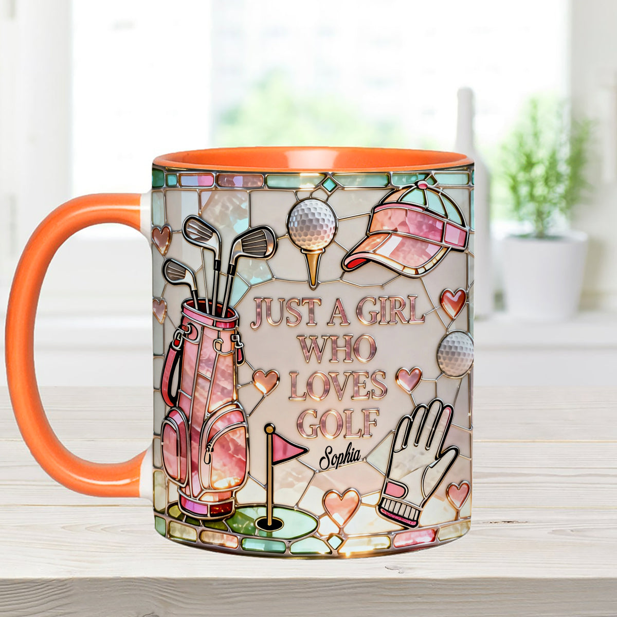 Juste une fille qui aime le golf - Mug personnalisé avec bâtonnets mélangeurs en acrylique