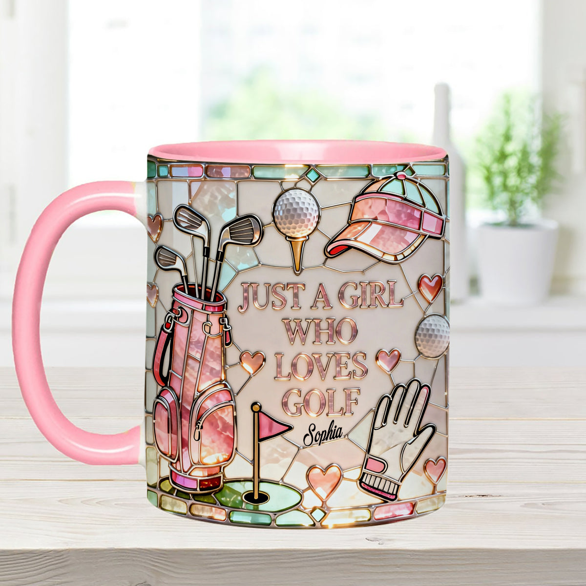 Juste une fille qui aime le golf - Mug personnalisé avec bâtonnets mélangeurs en acrylique