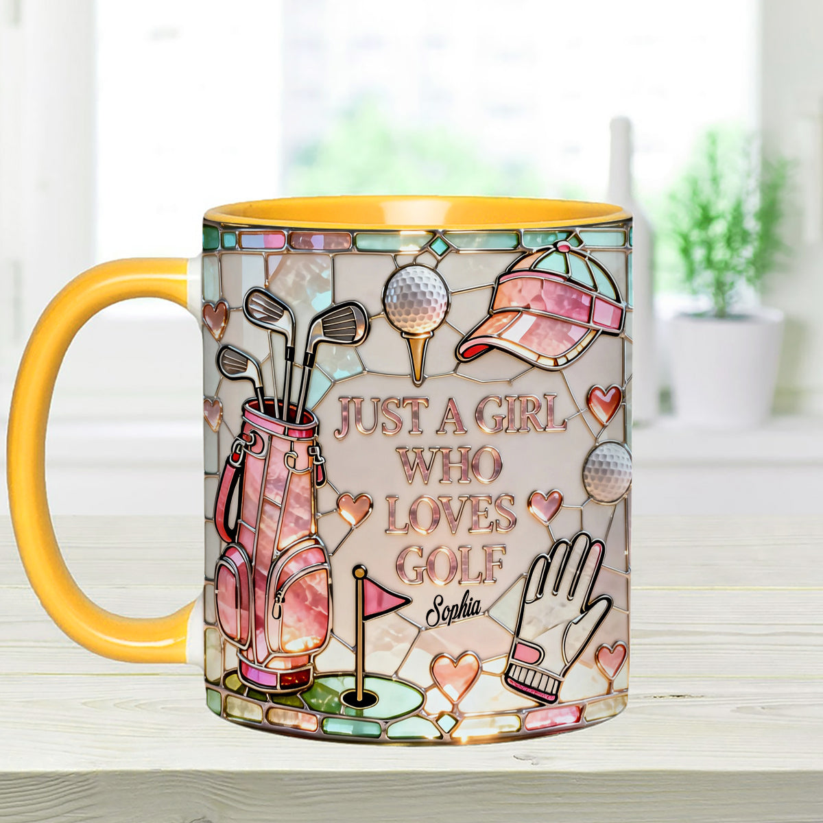 Juste une fille qui aime le golf - Mug personnalisé avec bâtonnets mélangeurs en acrylique