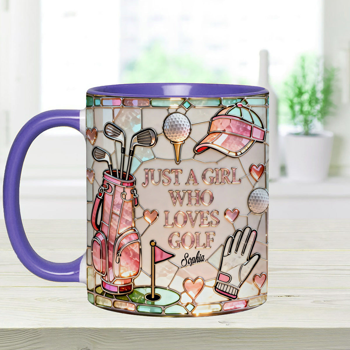 Juste une fille qui aime le golf - Mug personnalisé avec bâtonnets mélangeurs en acrylique