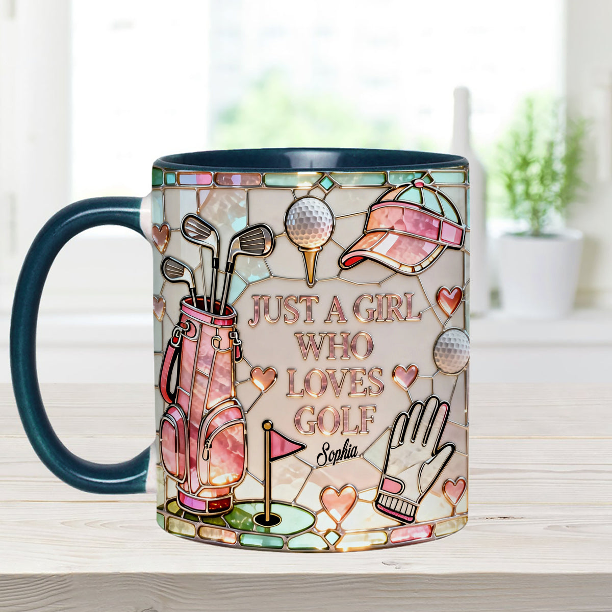 Juste une fille qui aime le golf - Mug personnalisé avec bâtonnets mélangeurs en acrylique