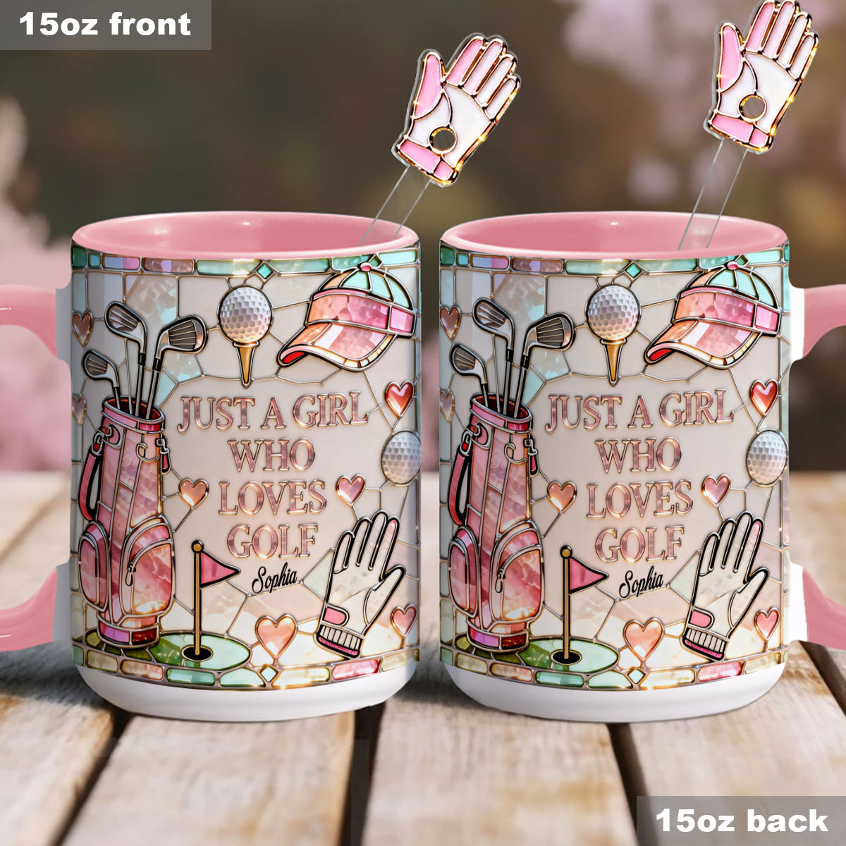 Juste une fille qui aime le golf - Mug personnalisé avec bâtonnets mélangeurs en acrylique
