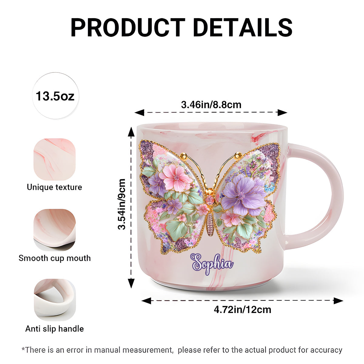 Schmetterlingsliebe – Personalisierter Schmetterlings-Marmorbecher