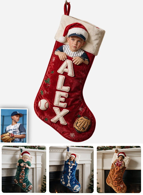 Custom Any Sport, Football, Baseball, Basketball, Volleyball... - Personalized Football Shaped Christmas Stocking