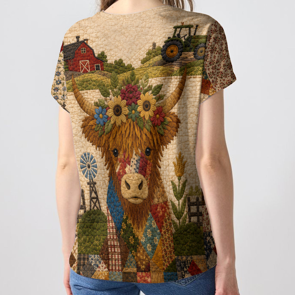 Highland Cow, Autumn Vibes - Personalized Highland Cow Fully Printed V-Neck T-Shirt
