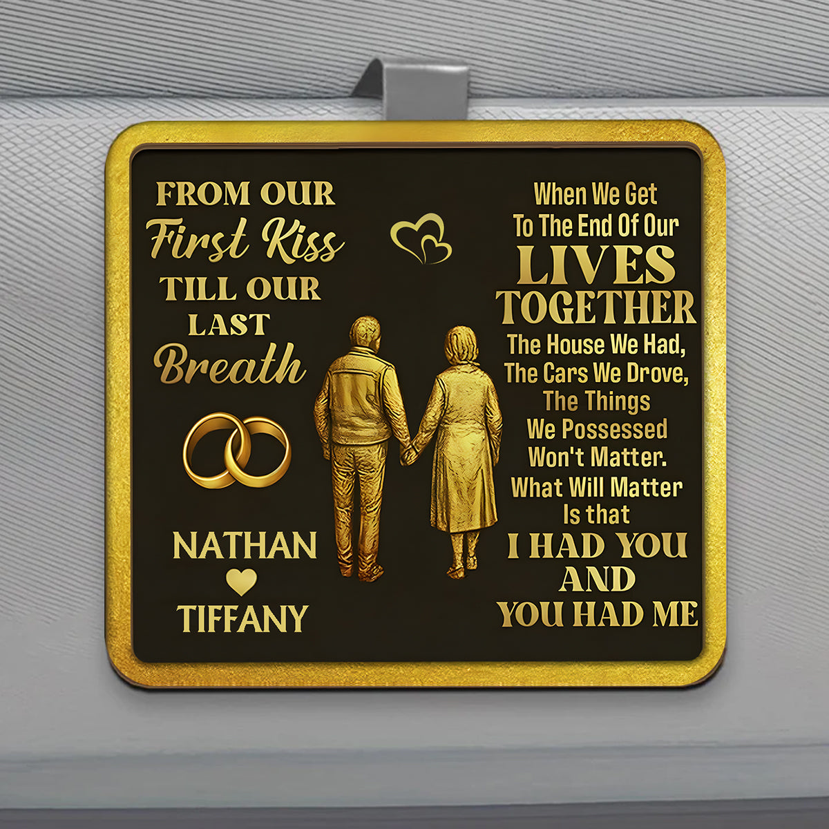 From Our First Kiss - Personalized Couple Shaped Car Visor Clip
