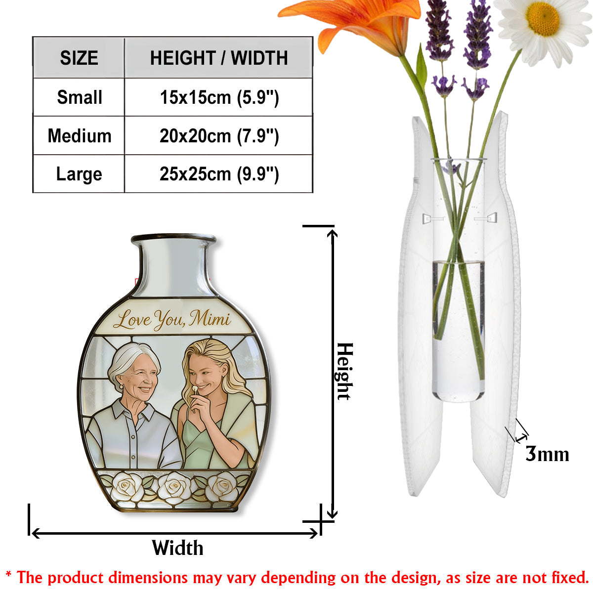 Custom Flower Vase Mother's Day Gift For Mom/ Grandma - Personalized Grandma Custom Shape Acrylic Flower Vase