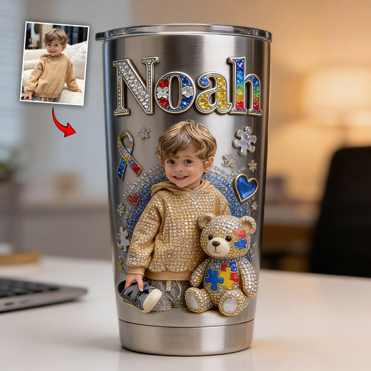 Ich liebe dich - Individuell von Foto - Personalisierter Autism Awareness Becher