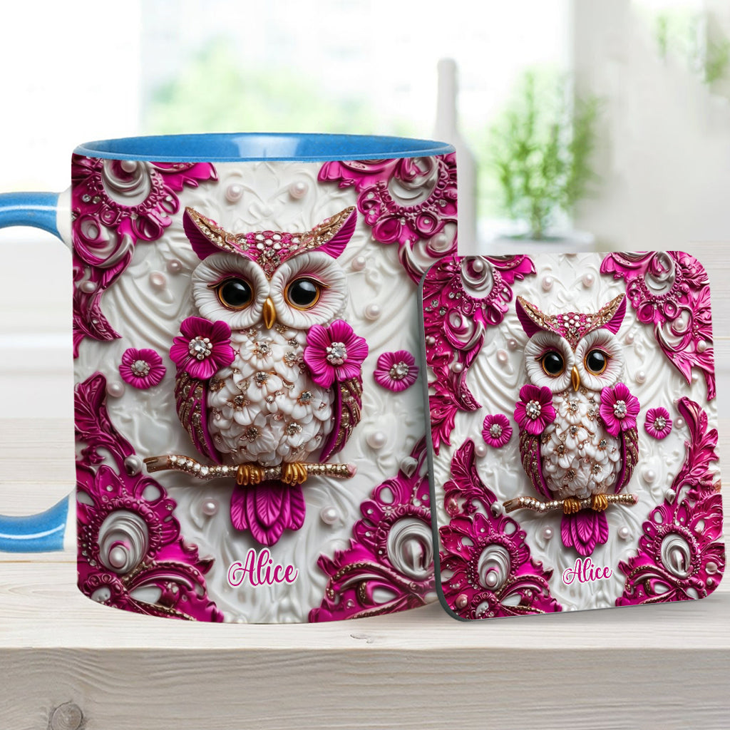 Chouette Magique - Mug et sous-verre personnalisés avec motif hibou