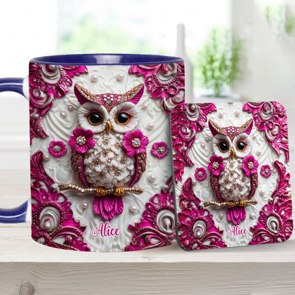 Chouette Magique - Mug et sous-verre personnalisés avec motif hibou