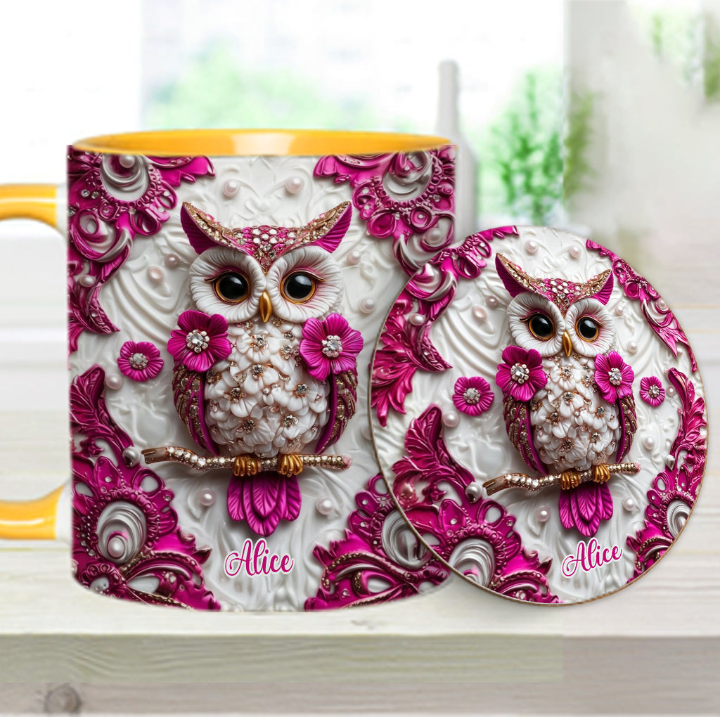Chouette Magique - Mug et sous-verre personnalisés avec motif hibou