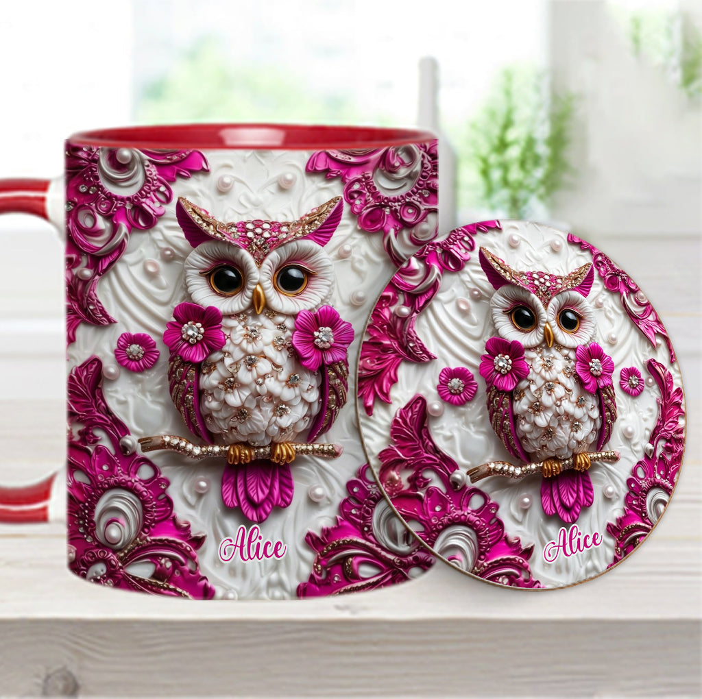 Chouette Magique - Mug et sous-verre personnalisés avec motif hibou