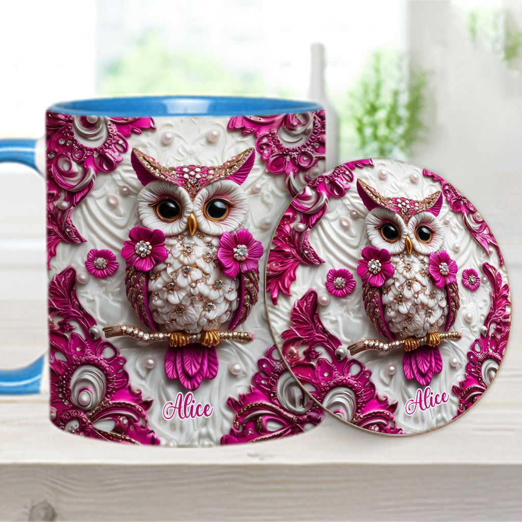 Chouette Magique - Mug et sous-verre personnalisés avec motif hibou