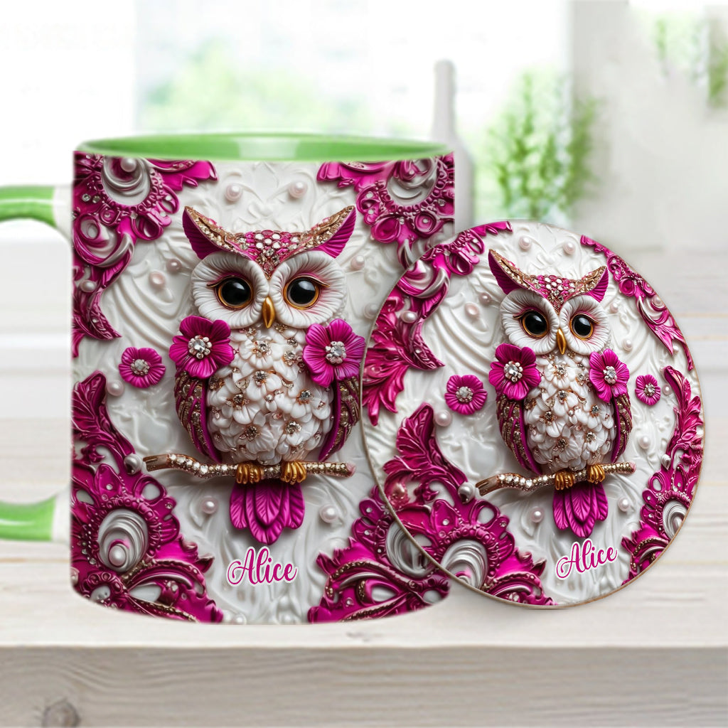 Chouette Magique - Mug et sous-verre personnalisés avec motif hibou