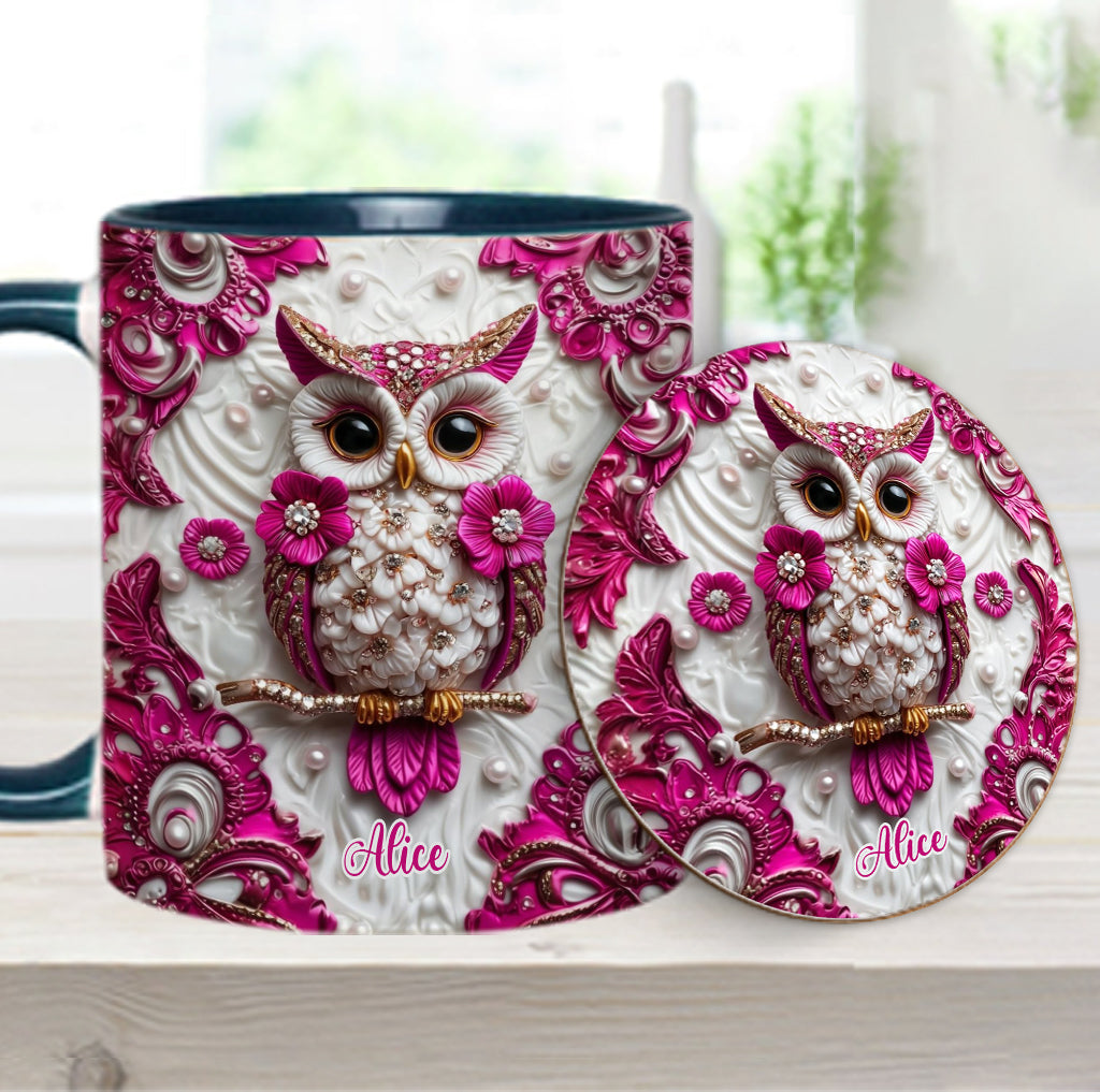 Chouette Magique - Mug et sous-verre personnalisés avec motif hibou
