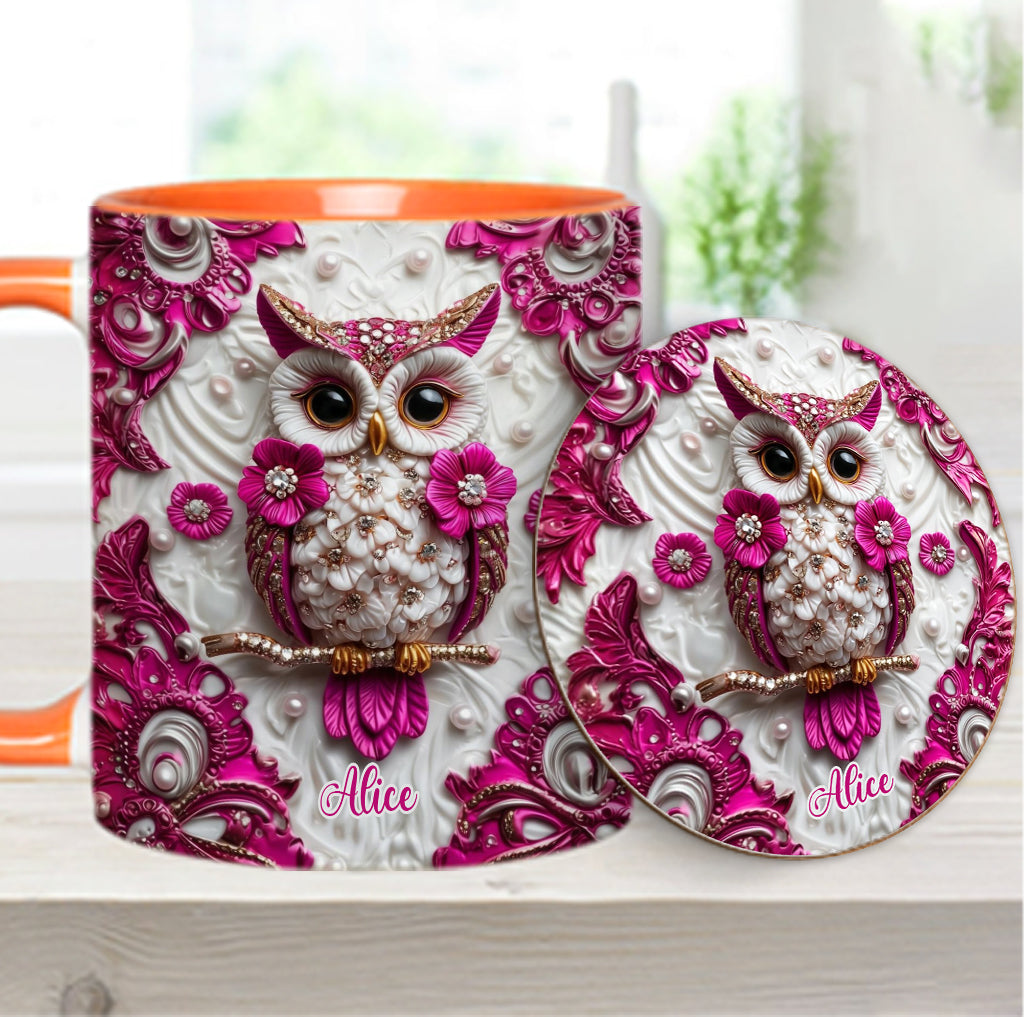 Chouette Magique - Mug et sous-verre personnalisés avec motif hibou