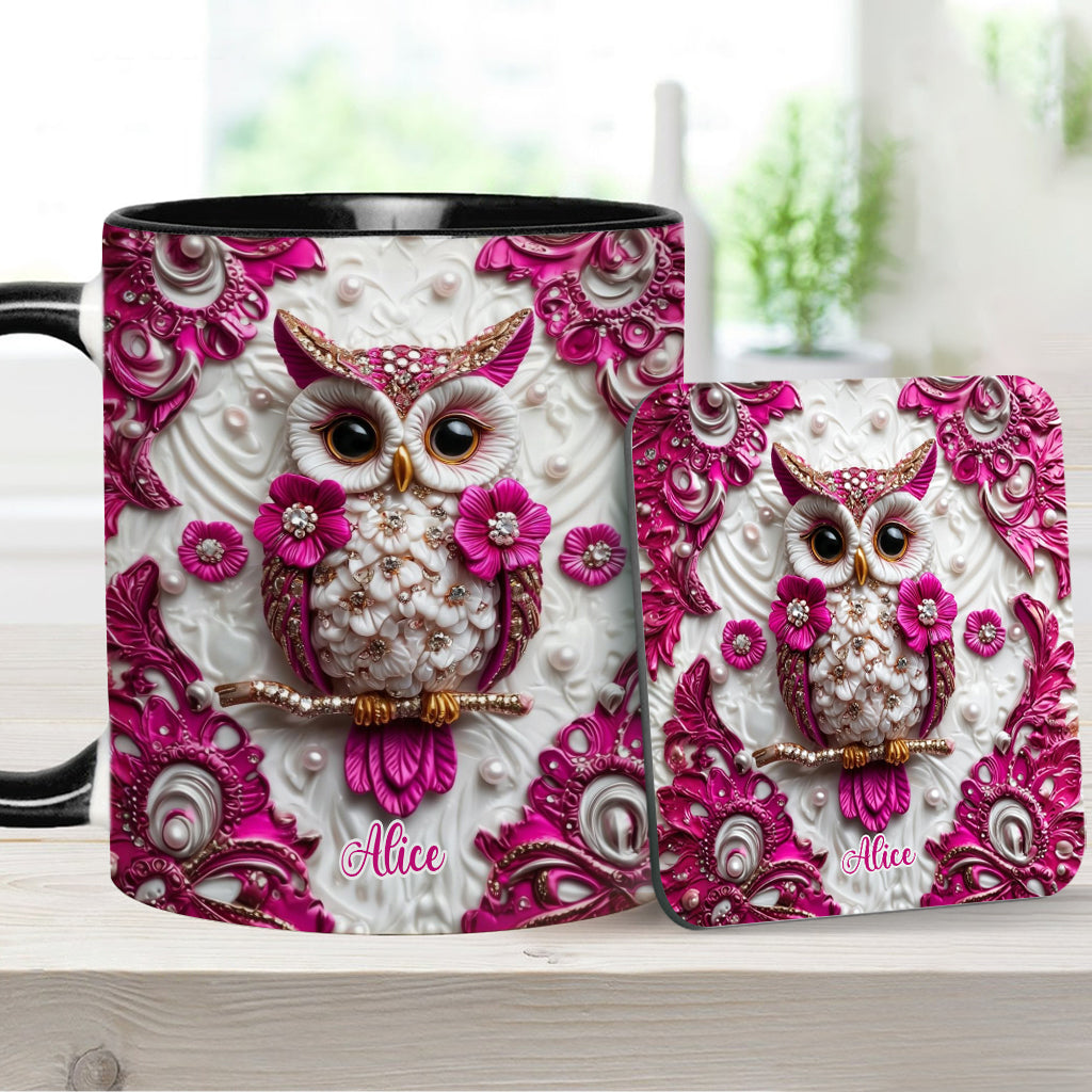 Chouette Magique - Mug et sous-verre personnalisés avec motif hibou